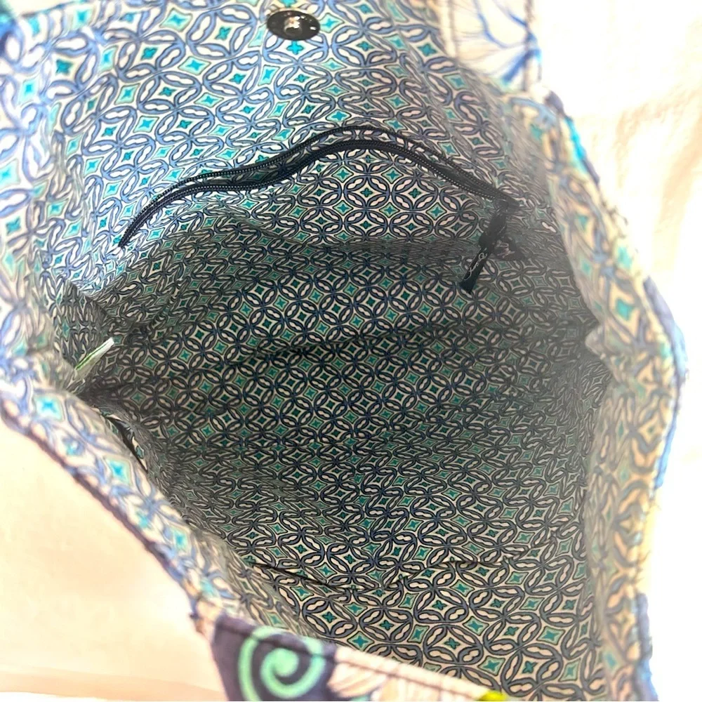 Vera Bradley Mod Floral Blue Large Tote Bag 15.5x15